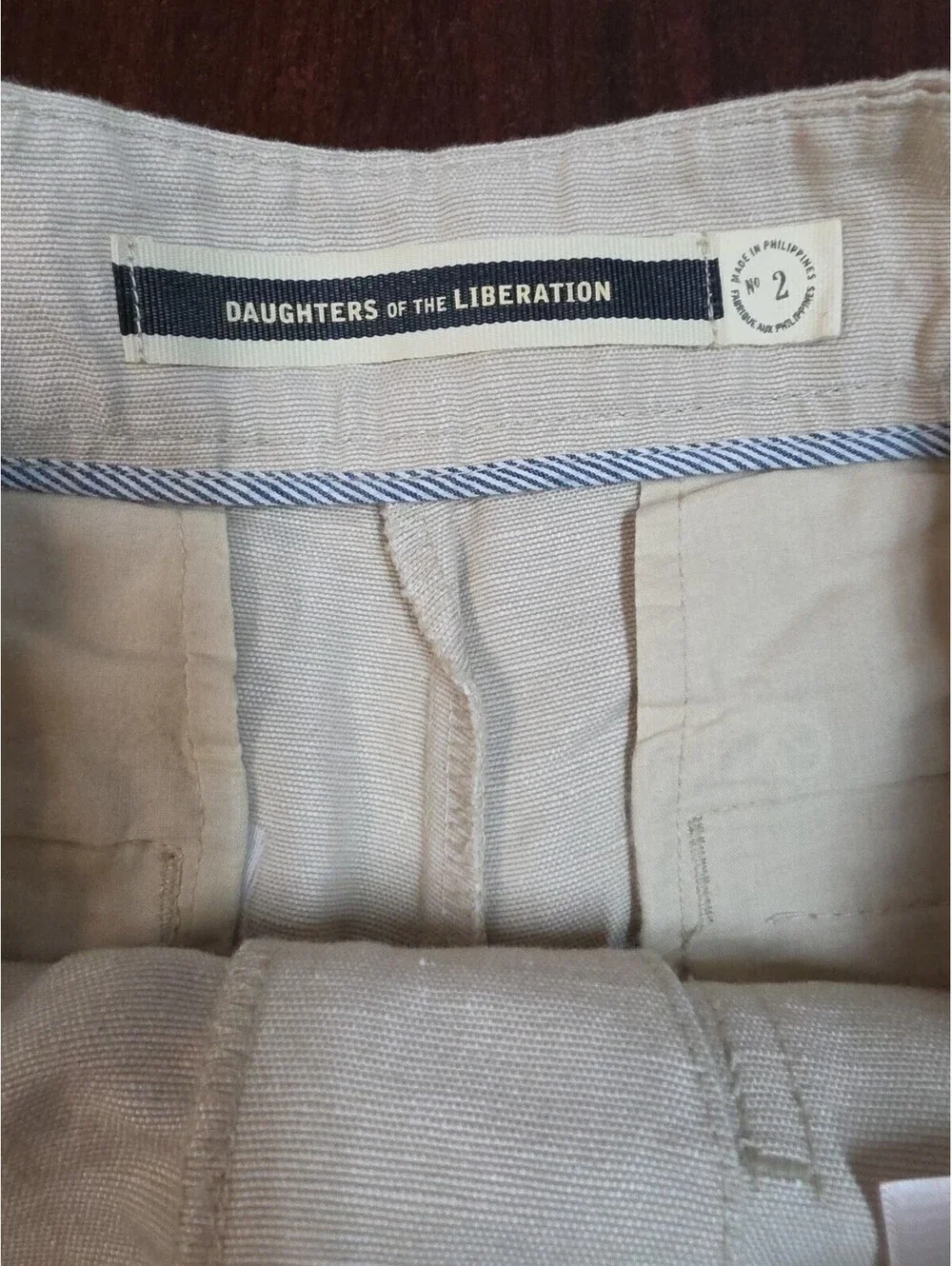 Daughters of Liberation No 2 Tan Linen Cotton Shorts XS